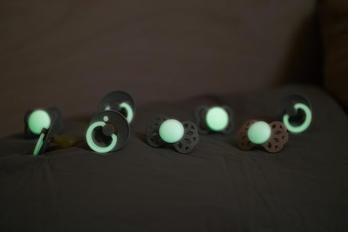 BIBS Pacifiers Colour Collection | Natural Rubber Baby Pacifier | Set of 2 BPA-Free Soothers | Made in Denmark | 6+ Months (Pack of 2) | Vanilla Night/Dark Oak Night