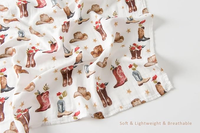 ittle Jump Muslin Swaddle Blankets for Boys Girls, 2 Pack Receiving Baby Blanket Large 47 x 47 inches, Soft Breathable Swaddling Wrap for Unisex Newborn (2 Pack Cow Girls)