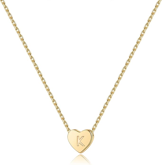 M MOOHAM Heart Initial Necklace Gifts for Girls Women - S925 Sterling Silver Tiny Letter Necklace Birthday Gift for Kids Teen Girl Jewelry