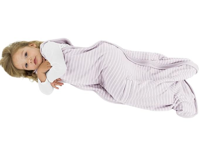 Woolino Toddler Sleeping Bag, 4 Season, Merino Wool and Organic Cotton Baby Wearable Blanket, 2-4 Years, Lilac