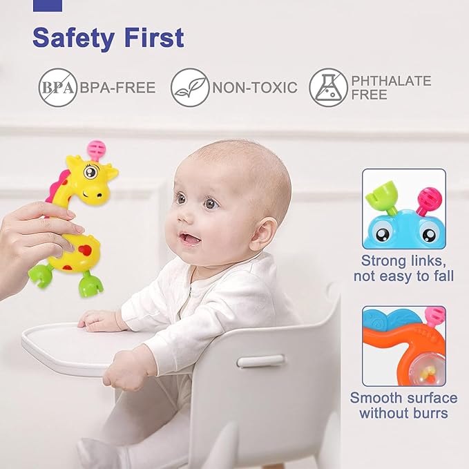 AZEN 18Pcs Baby Toys 6 to 12 Months, Baby Rattles 6-12 Months, Newborn Infant Toys 6-12 Month