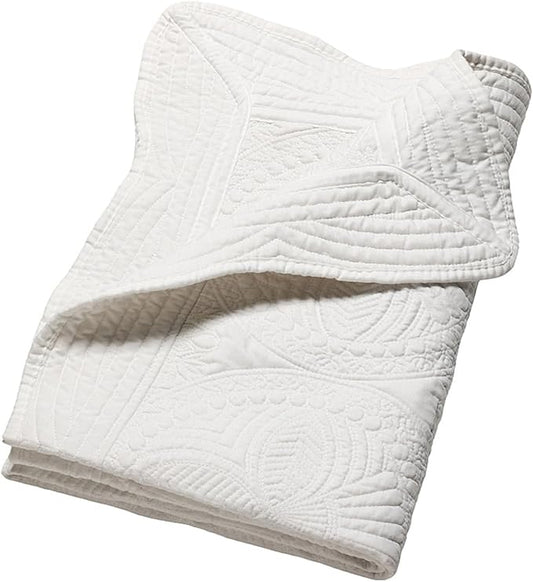 Embossed Baby Quilt Neutral Durable Lightweight Baby Blankets Four Seasons Cotton Nursery Bed Blankets for Personlized Monogram 46x36 Inches (White)