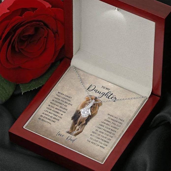 To My Daughter Gift Necklace From Dad or Mom - Badass Daughter Jewelry With Heartfelt Message & Elegant Box