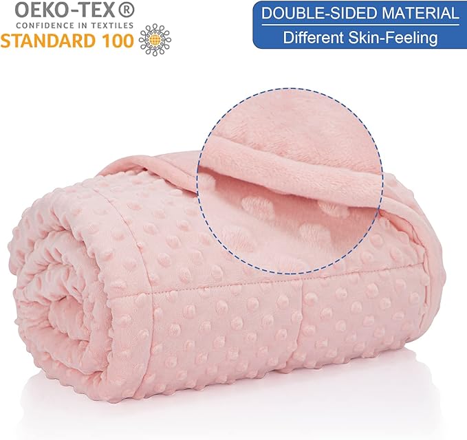 Weighted Blanket Queen 20lbs for Adult(60"×80",Pink) Breathable Soft Minky Weighted Throw Blanket for All Season,Heavy Blanket with Premium Glass Beads