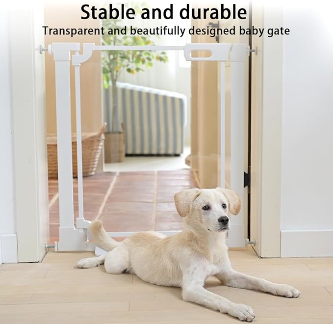 Clear Baby Safety Gate for Stairs,29.52-37.79" Wide, 30" Tall Pressure Mounted Acrylic Pet Gate, Easy Walk Through Auto Close Child Gate for Doorways and House,29.52-37.79"