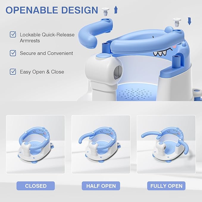 Baby Bath Seat for Babies 5 Months & Up - Non-Slip Bath Seat for Sitting Up with Baby Essentials Kit, Soft Cushion & Compact Design, Toddler Bathtub Seat