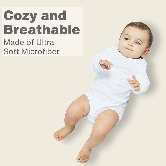 Everyday Kids 2-Pack Fitted Crib Sheets, 100% Soft Breathable Microfiber Baby Sheet, Fits Standard Size Crib Mattress 28in x 52in, White Nursery Sheet and Beige Nursery Sheet