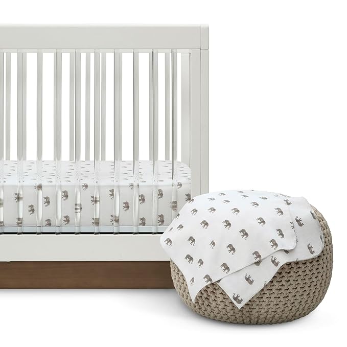 Delta Children 100% Cotton Flannel Baby Receiving Blankets for Girls and Boys – 30x30 Inches (Pack of 2), Safari Friends