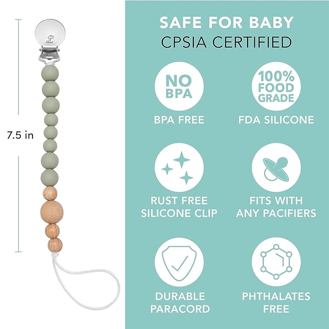 Loulou Lollipop Silicone Soother Pacifier Clip Binky Holder for Newborn and Baby - Color Block - Dusty Rose