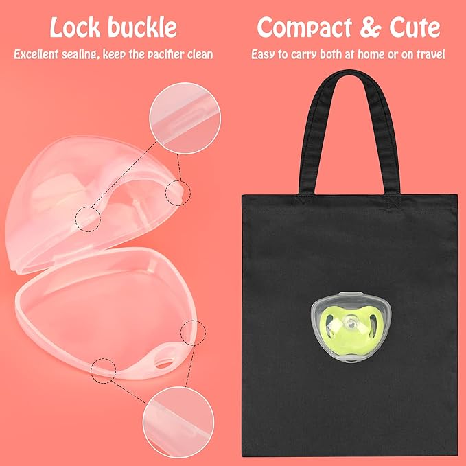 Accmor Pacifier Case, Pacifier Holder Case, Pacifier Container for Travel, BPA Free, Transparent, 6 Pack