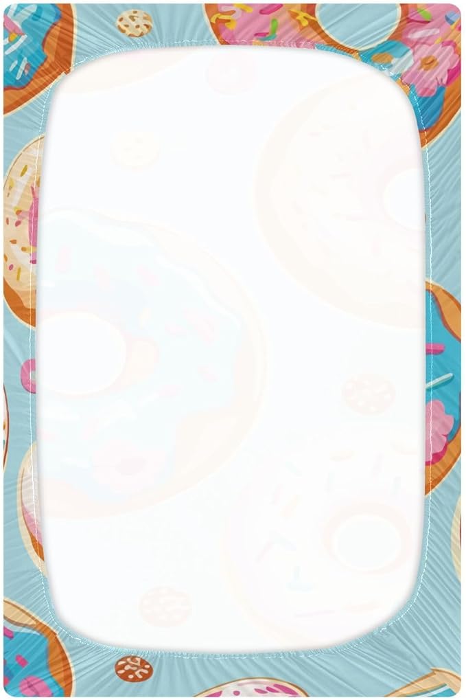 Baby Crib Sheets Colorful Donut Crib Sheets for Boys Girls,Neutral Bassinet Toddler Bed Play Sheets Breathable Soft and Portable 52 * 28 * 9in