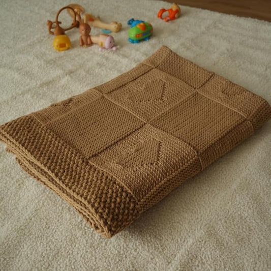 Heart Baby Knit Blanket – 100% Cotton Soft Lightweight Receiving Blanket with Square Heart Design for Newborn Infant Toddler Boy Girl, Cozy Crib Stroller Blanket