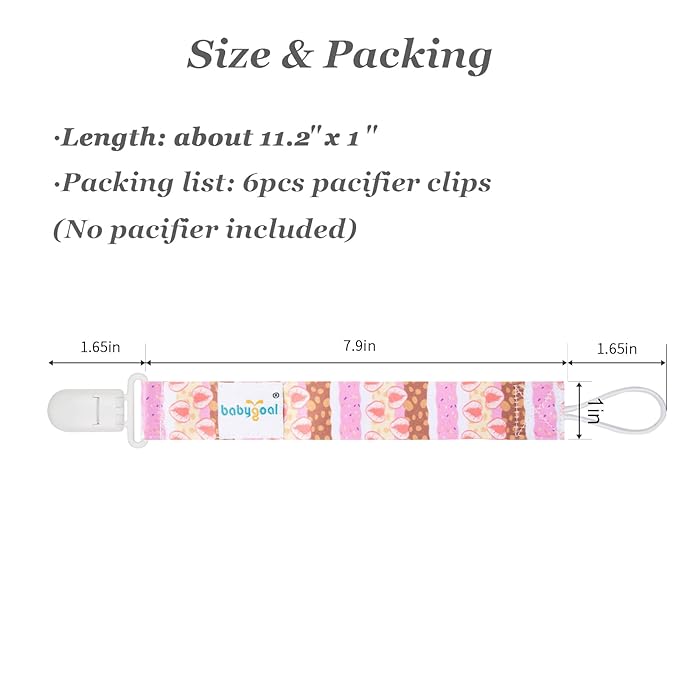 Babygoal Pacifier Clips, 6 Pack Binky Paci Holder and Leash for Boys and Girls Fits for Most Pacifier, Binkie Styles & Baby Teethers & Toys and Gift 6PB23