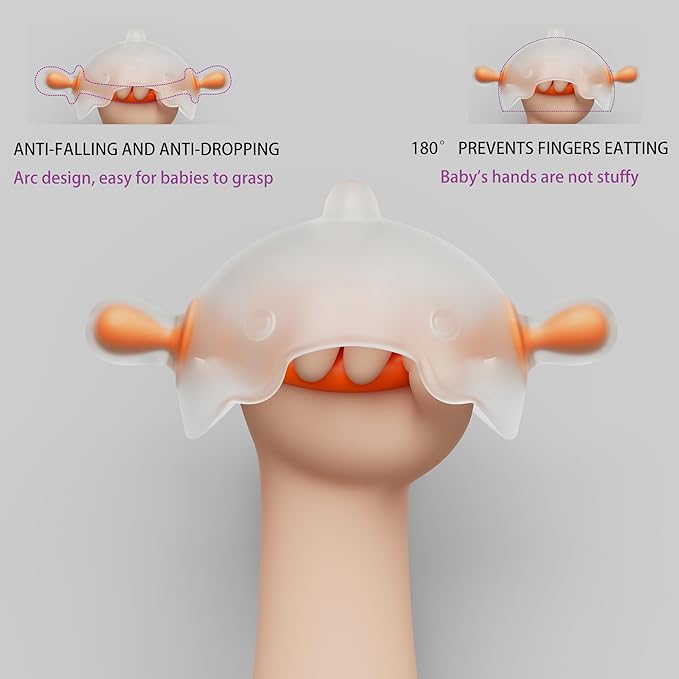 Baby Teething Toys for Babies 3-6 Months, Baby teethers for Babies 6-12 Months, Baby teether Soother, Squishy Soft,None Glue,Silicone Teether,BPA Free, 100mX50mmX60mm, Orange