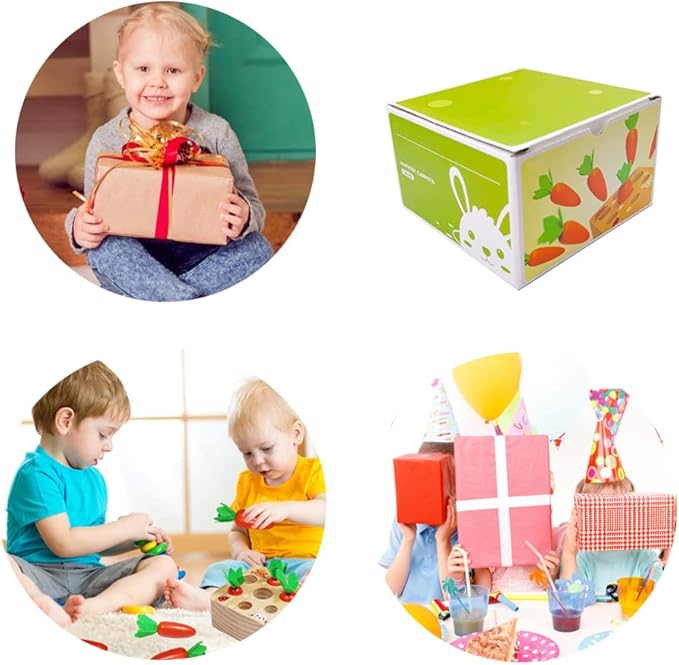 Wooden Toddlers Carrots Toys Shape Size Sorting Matching Puzzles Gripping Action Carrot Harvest Game for Fine Motor Skill