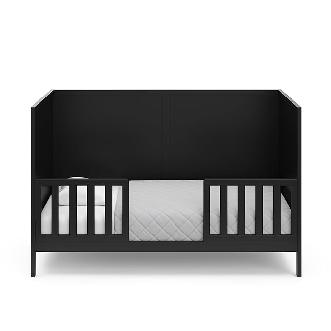 Graco Theo Crib and Mattress Nursery Essentials Pack (Black) – GREENGUARD Gold Certified Baby Crib & Crib Mattress, Cribs with Mattress Included