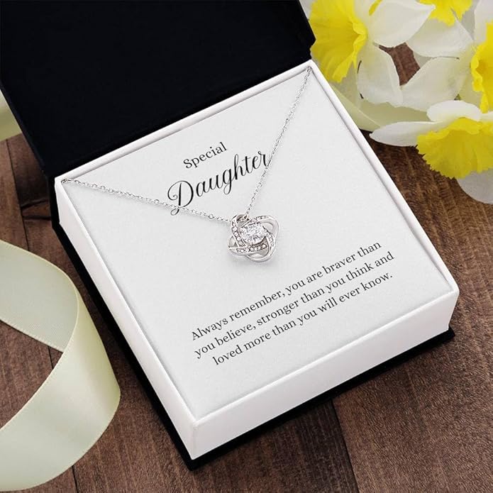 To My Daughter Gift Necklace From Dad or Mom - Badass Daughter Jewelry With Heartfelt Message & Elegant Box