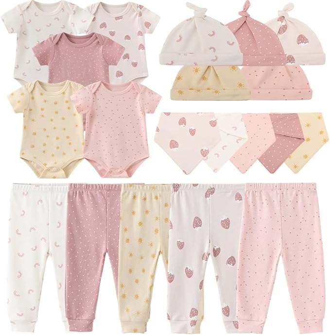 Kiddiezoom Newborn Baby Girl Boy Clothes Baby Outfits Pants Bodysuits Gifts Set Layette Set 0-3 Months