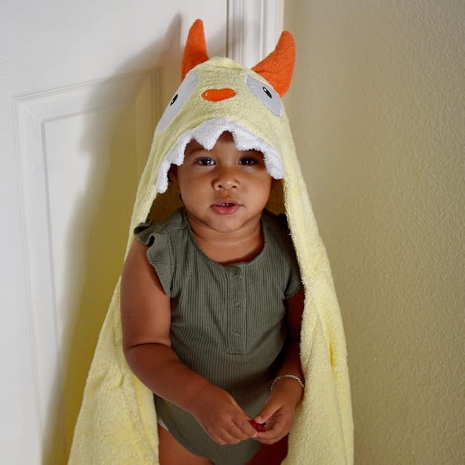 Children's Hooded Towel Yellow Monster, Unisex Toddler, Kids