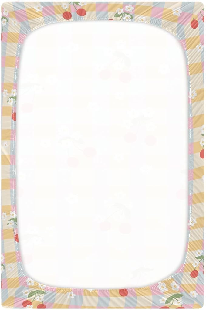 Baby Crib Sheets Gingham Flowers Crib Sheets for Boys Girls,Neutral Bassinet Toddler Bed Play Sheets Breathable Soft and Portable 52 * 28 * 9in