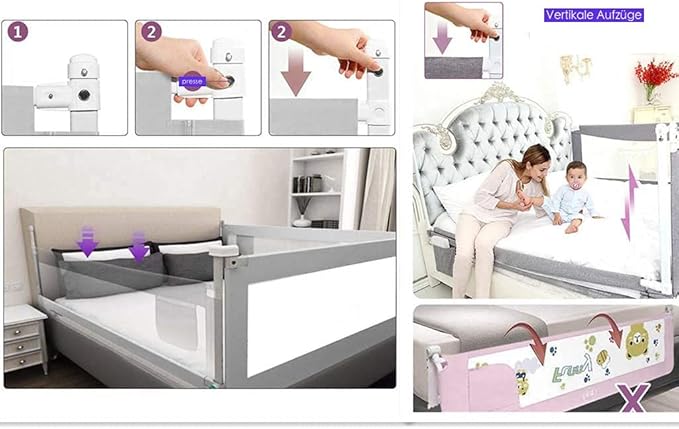 Bed Rail for Toddlers,Extra Long for Twin Full Queen King Size Toddler Bed Rails with Breathable Fabric(1 Side 74" L)