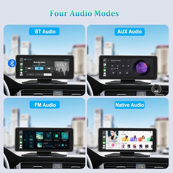 VSYSTO Car Stereo Wireless Carplay and Android Auto, 10.26" Touchscreen WiFi Truck Dash Cam with 2K Infrared Night Vision Lens Backup Camera for Semi Trailer Van Tractor RV, GPS Navigation (Black-B)