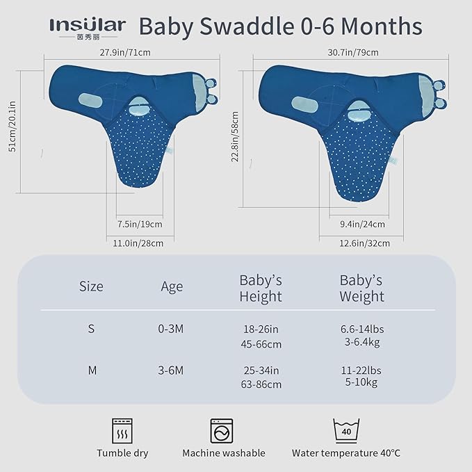 insular Baby Swaddle Wrap, Swaddle Blanket for Newborn and Infant, Adjustable Velcro Swaddling Set for Boy and Girl, Soft Cotton Baby Sleep Sack 3 Pack, Fox, Medium(3-6M)