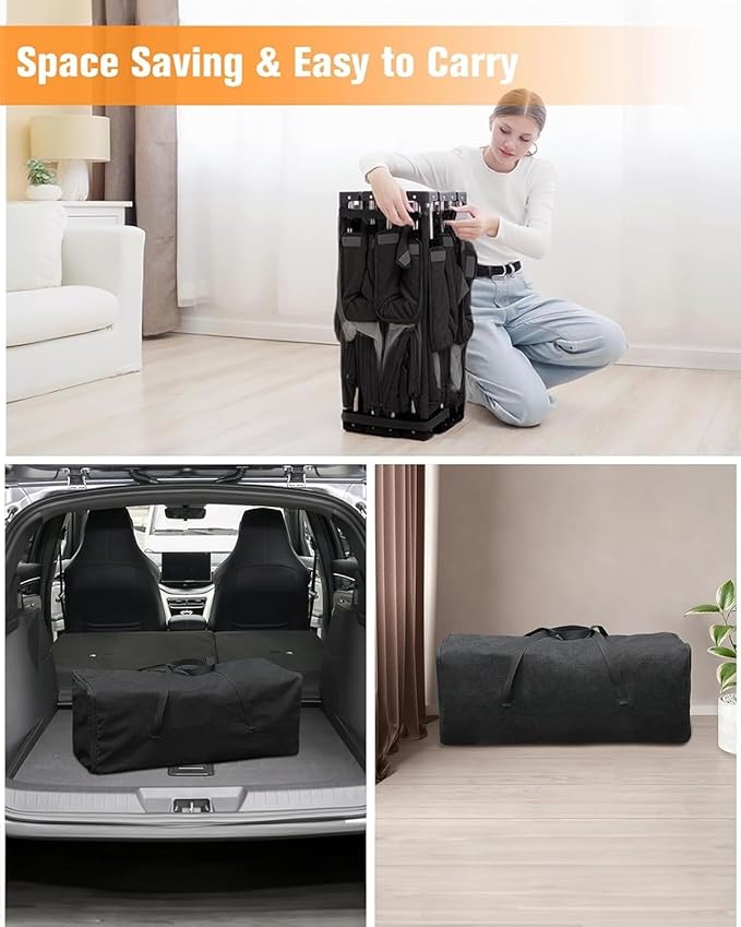 Foldable Baby Playpen with Gate, Extra Large Collapsible Play Yard for Babies & Toddlers, Portable Travel Playpen, Baby Activity Center for Indoor & Outdoor Use (Black 51"×51")