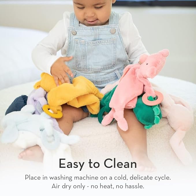 Baby Teether & Plush Lovey by Bella Tunno, Silicone Teether with Animal Snuggle Toy & Sensory Rattle, Teething Relief for Babies 0-6 Months, 6-12 Months, Dog