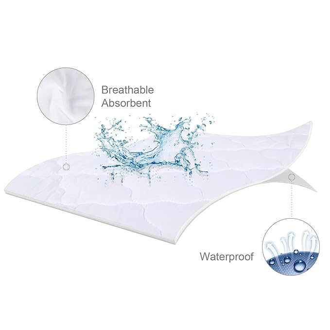 Pack and Play Mattress Pad Sheets Waterproof 2 Pack, Quilted Pack and Play Mattress Protector Cover Fitted Fits for Graco Pack n Play Playard Mattress/Playpen Mattress, White, 39" x 27"