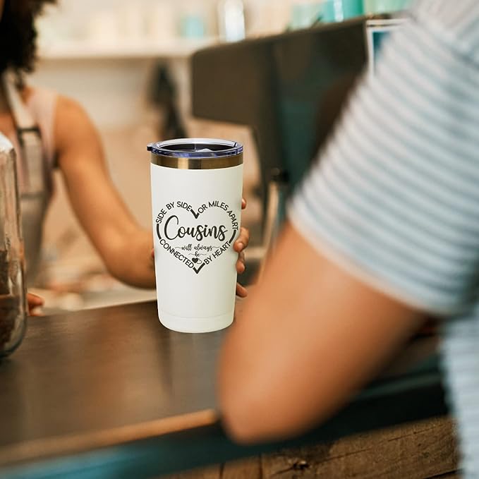 MFGNEH Cousin Gifts for Women Tumbler Mug,Birthday Gifts for Cousin Female,Cousins Christmas Gift for Women,Best Cousins Gift,20 oz Stainless Steel Insulated Travel Tumbler