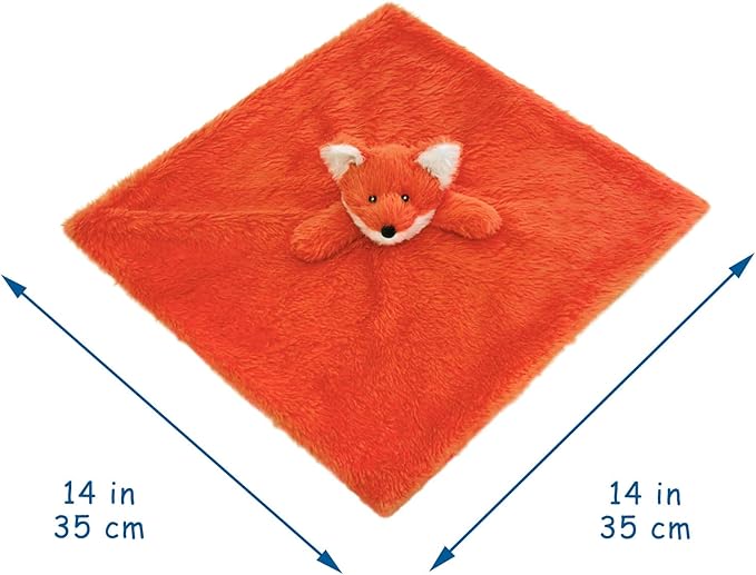 Baby Orange Fox Soft Stuffed Animal Security Blanket, Plush Fox Character Lovey Blanket, Baby Shower/Nursery Gift, Newborn Infant Toddler Snuggle Blankie for Girls Boys, 14 Inches