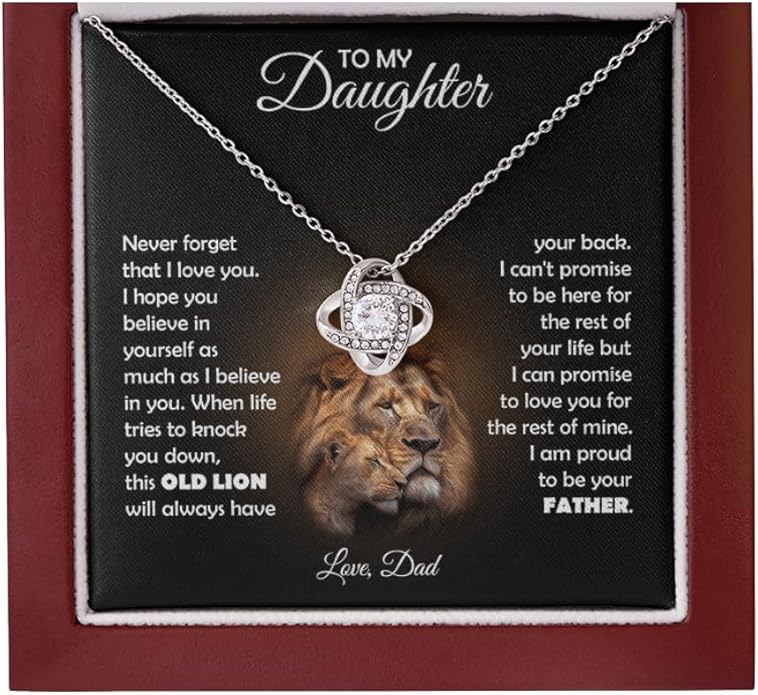 To My Beautiful Daughter Necklace from Mom & Dad | Cubic Zirconia Pendant with Heartfelt Message Card & Gift Box | Daughter Birthday, Graduation, Christmas Jewelry Gift from Parents