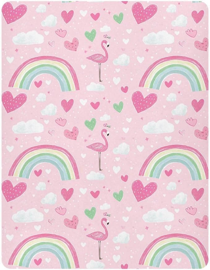 Baby Crib Sheets Cute Flamingo Crib Sheets for Boys Girls,Neutral Bassinet Toddler Bed Play Sheets Breathable Soft and Portable 52 * 28 * 9in