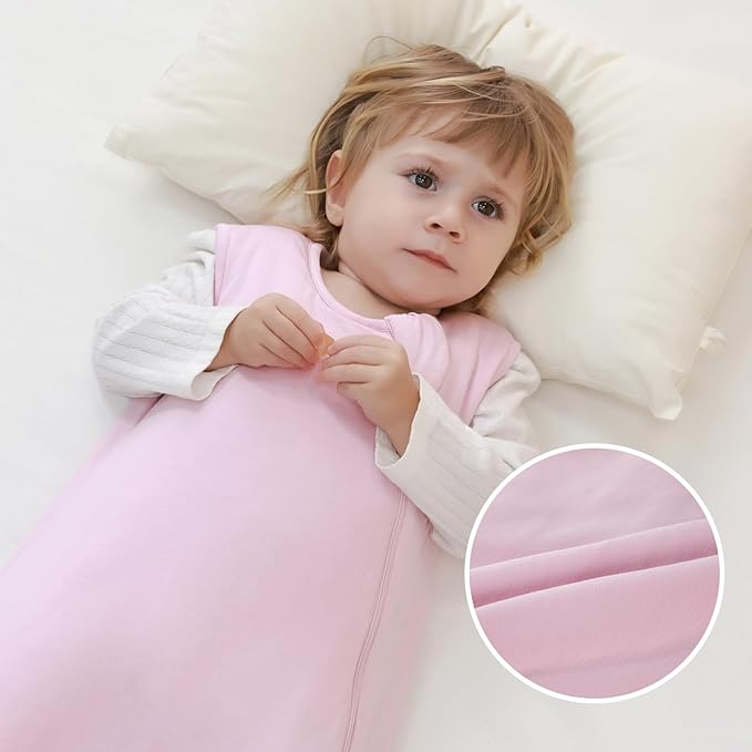 Mosebears Unisex Rayon Made from Bamboo Sleep Sack with 2-Way Zipper,2.5 Tog Baby Winter Sleep Sack (Blush,0-6 Months)