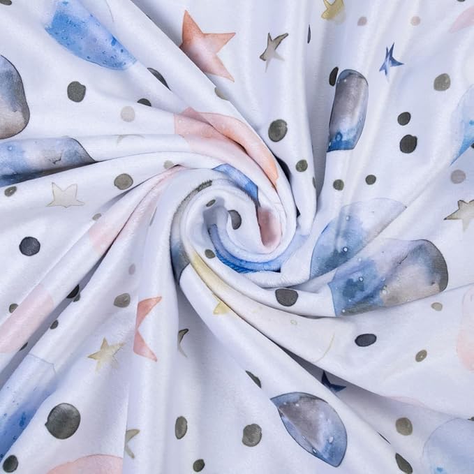 Baby Blankets for Unisex Boys Girls, Super Soft Nursery Minky Blankets, 30 x 40 inch Outer Space Printed Bed Throws Newborn (Color Planet)