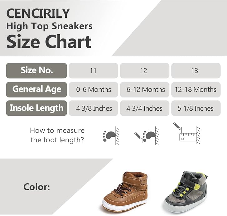 CENCIRILY Baby Boys Girls High Top Sneakers Soft Soles Anti Skid Infant Ankle Shoes Toddler Prewalker First Walking Crib Shoes