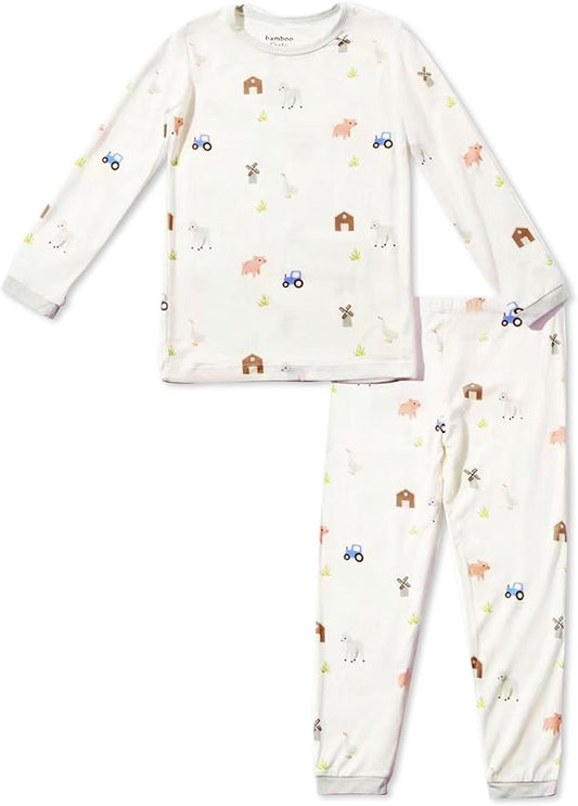 Toddler Pajamas – 95% Bamboo Viscose, 5% Spandex – Soft, Breathable Long-Sleeve Pajama Set for Kids, Sleepwear, Imported
