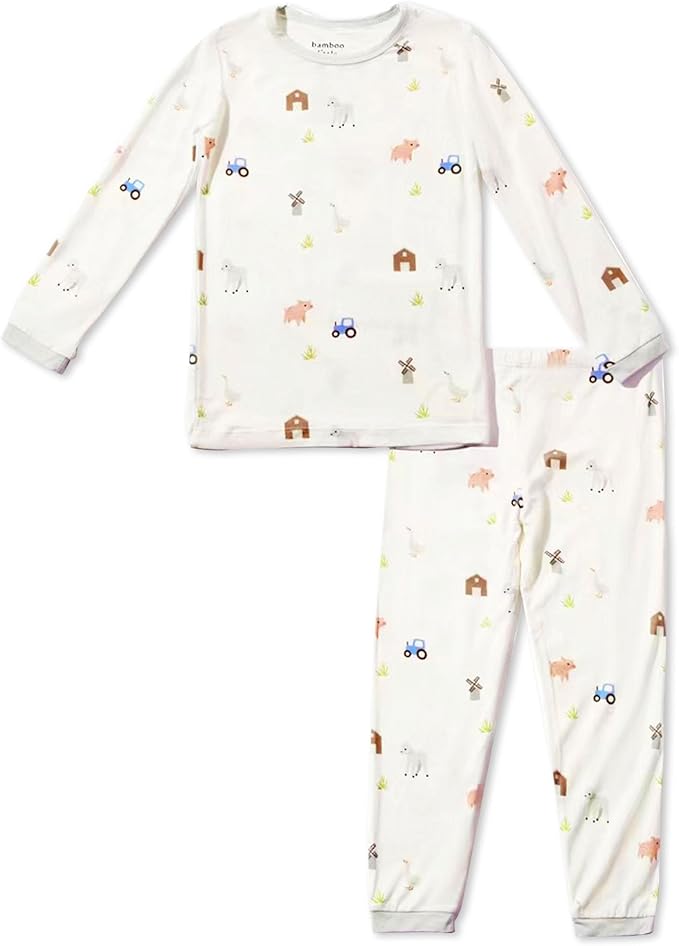 Toddler Pajamas – 95% Bamboo Viscose, 5% Spandex – Soft, Breathable Long-Sleeve Pajama Set for Kids, Sleepwear, Imported