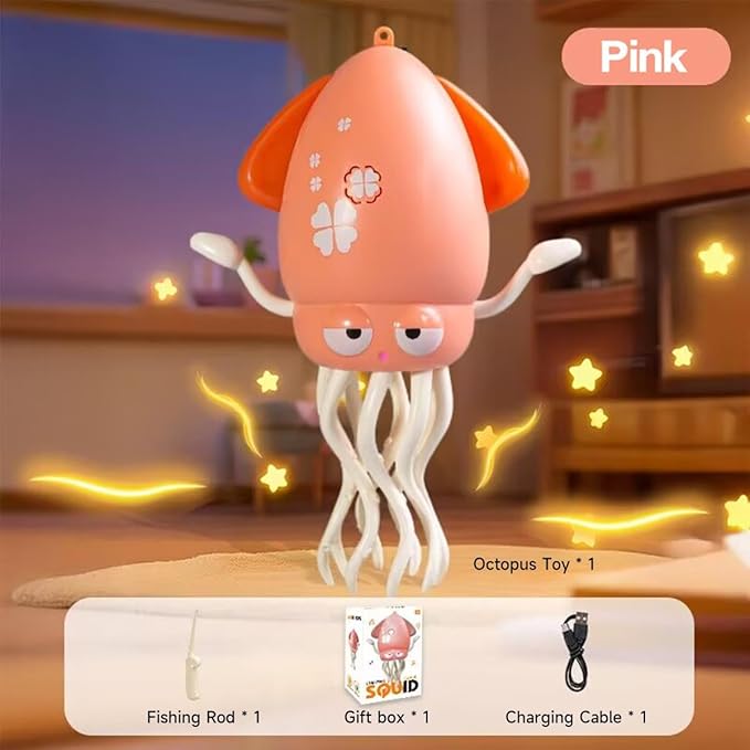Magic Dancing Octopus Toy - Smart Obstacle-Dodging Robot with LED Light Show & Music, USB Rechargeable Tummy Time Squid Toy for Babies | Electric Crawling Octopus | Interactive Gift for Kids 3+