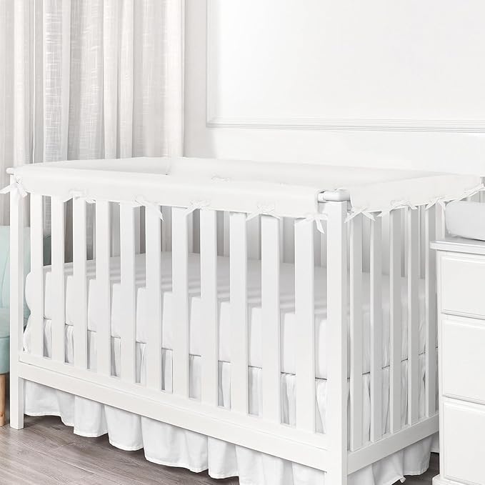 4Pc Crib Rail Covers Sets,Rail Guard for TeethingSoft Anti-Collision Strip Corner Cover, Suits for Most Standard Bed (4pc-Gray) (white-4pc)