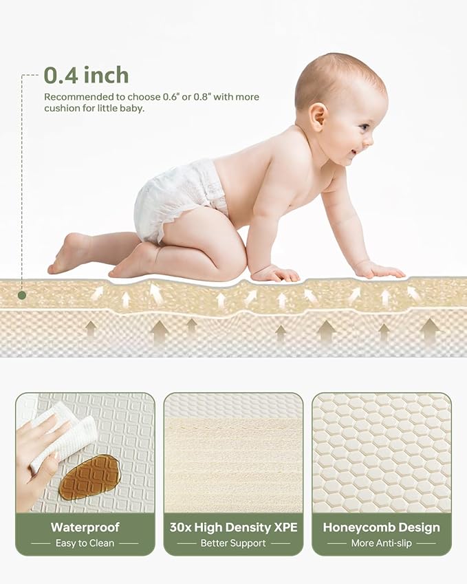 Baby Play Mat 50"*78" Foldable Foam Baby Play Mat for Floor Reversible Waterproof Playmats for Babies Boy and Toddlers Infants Edge Reinforcement Crawling Mat for Indoor&Outdoor&Travel
