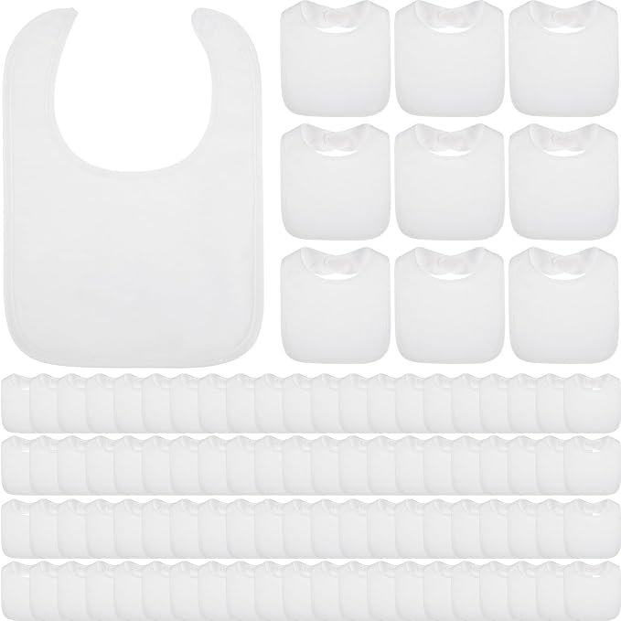 Toulite White Bibs for Baby Washable Reusable Waterproof Cotton Feeder Bibs with Double Sided Design(30 Pcs)