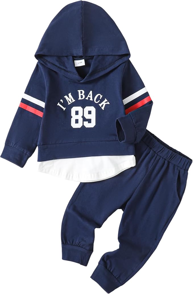 Toddler Baby Boy Clothes Infant Newborn Boy Outfit Long Sleeve Hoodie Sweatshirt Pants Fall Winter Clothes Set