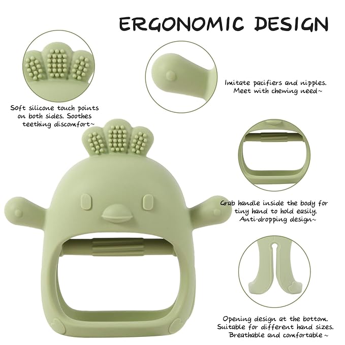 Baby Teething Toys, Teething Toys, Teethers for Babies 3-6 Months, Baby Chew Toys, BPA Free Teether Mitten with Soft Texture for Sensory Exploration and Itching Teething Relief
