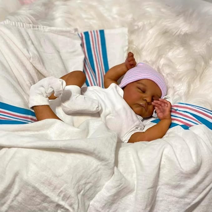 Lifelike Reborn Baby Doll Black Boy - 18 Inch Soft Body Realistic Newborn Baby Dolls Silicone Real Life Dark Skin Baby Dolls with Accessories Toy Set Birthday Gift for Kids Age 3+