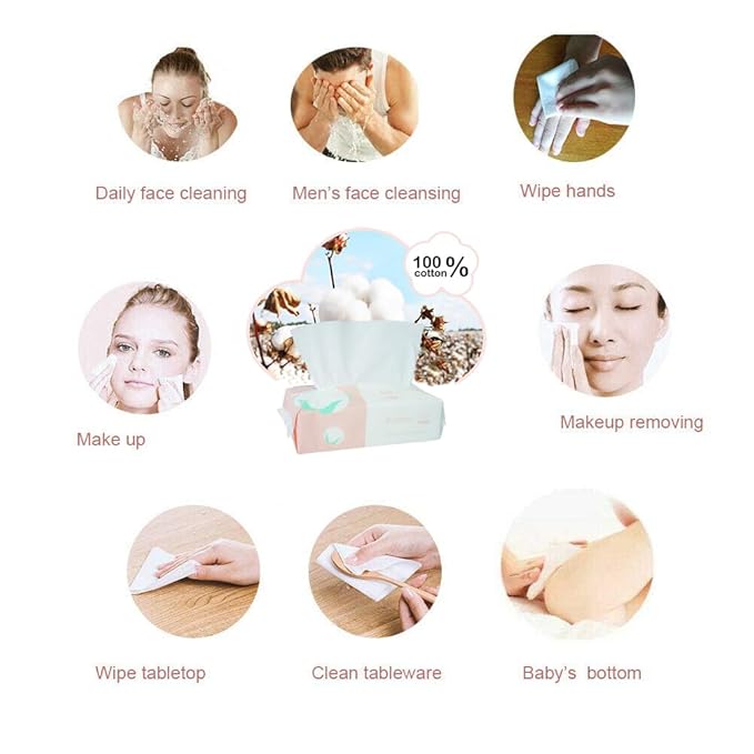 Ultra Soft Dry Baby Wipes Unscented Face Cleansing Multi-Purpose Pure Cotton Tissue (3 PACK-300 count))