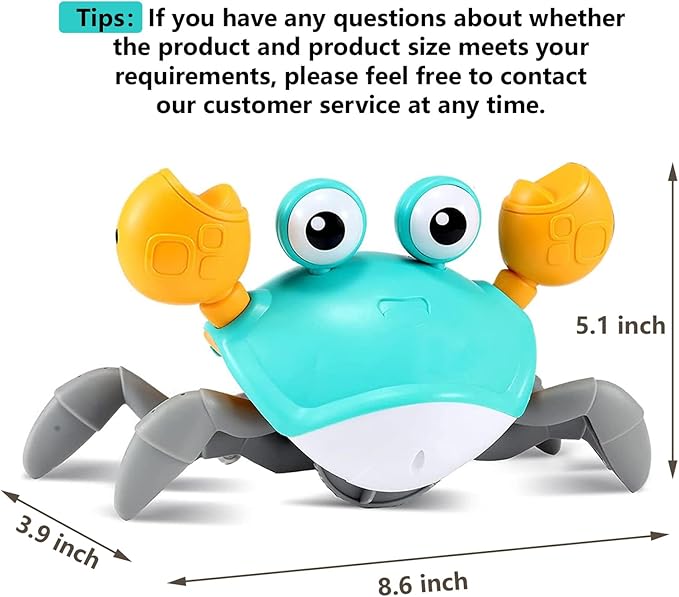 control future Crawling Crab Baby Toy - Infant Tummy Time Toys 3 4 5 6 7 8 9 10 11 12 Babies Boy 3-6 6-12 Learning Crawl 9-12 12-18 Walking Toddler 36 Months Old Music Development 1st Birthday Gifts