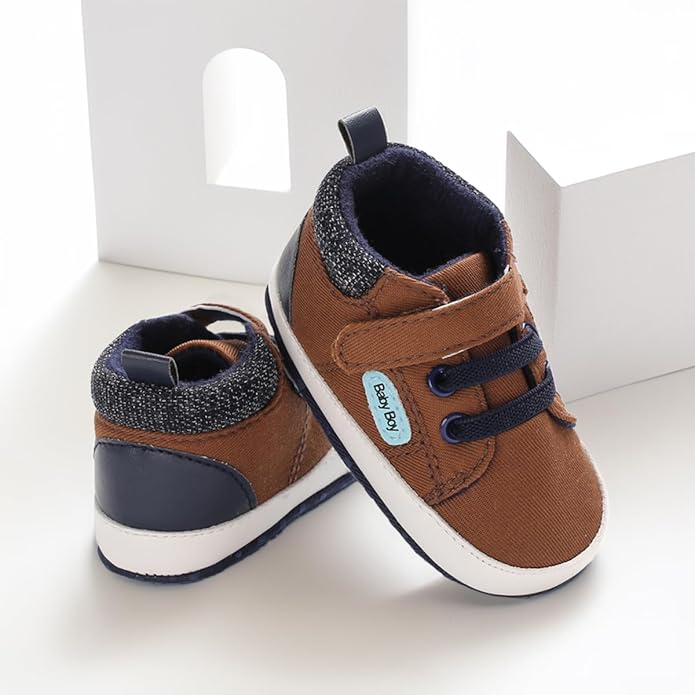 CENCIRILY Baby Boys Girls High Top Sneakers Soft Soles Anti Skid Infant Ankle Shoes Toddler Prewalker First Walking Crib Shoes