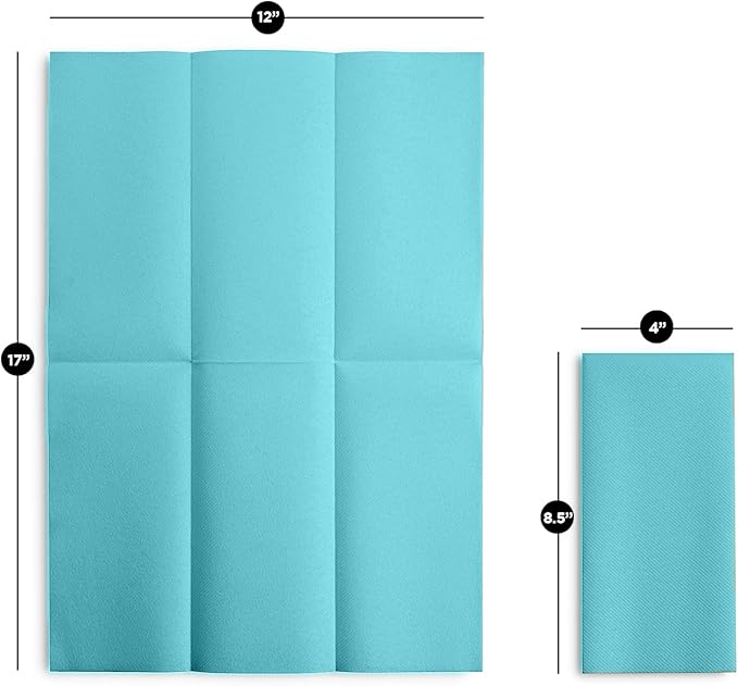 Linen-Feel Colored Paper Napkins - Decortive Cloth-Like Mint Blue Dinner Napkins - Soft And Absorbent. For Kitchen, Party, Wedding, Bathroom Or Any Occasion. (Pack of 100)